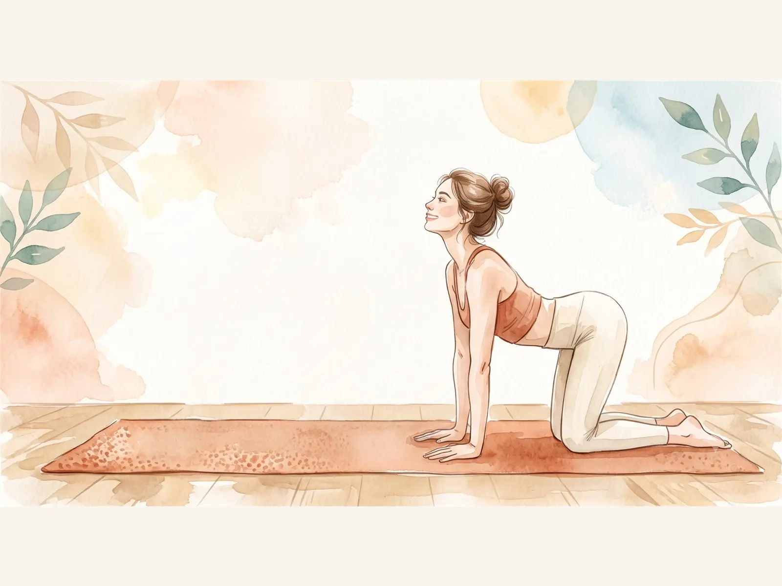 脈輪瑜珈臍輪動作:貓牛式插畫
